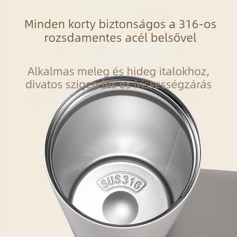 Dupla falú vákuum rozsdamentes acél autópohár, hordozható pánttal, irodai és szabadidős használatra