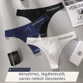 Férfi jégselyem vékony, átlátszó tangabugyi betűkkel, alacsony derekú