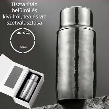 Tiszta titániumból készült mágneses bögre, belső rész varrat nélküli, háromrétegű titán alj, szigetelt kivitel, 300 ml