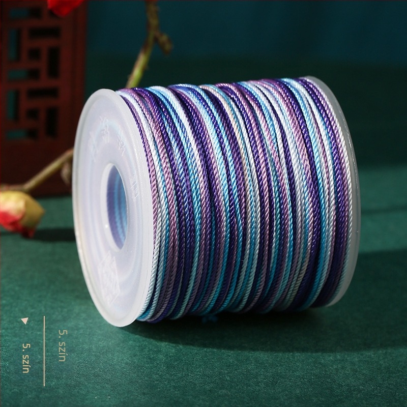 Dragon Knot 24 szálból álló kézzel szőtt kötéls karkötő, 1.0 mm, gyöngyökkel, több színű festéssel, nem fakul
