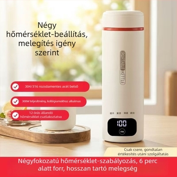 Hordozható elektromos forróvíz-kanna integrált hőszigeteléssel, kompakt rozsdamentes acél kanna irodához és utazáshoz