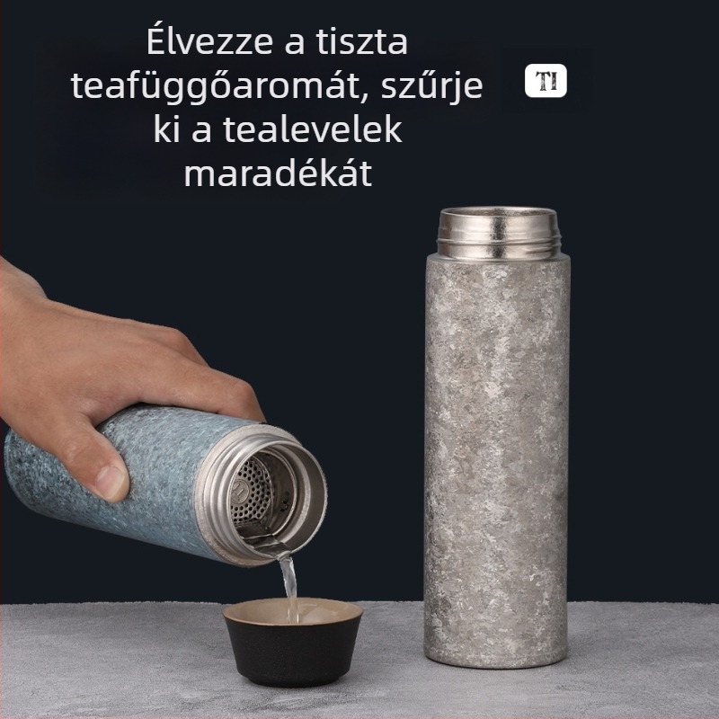 Új tiszta titánium termosz pohár nagy kapacitással, dupla falú vákuum, teljes titánium test, prémium üzleti ajándék