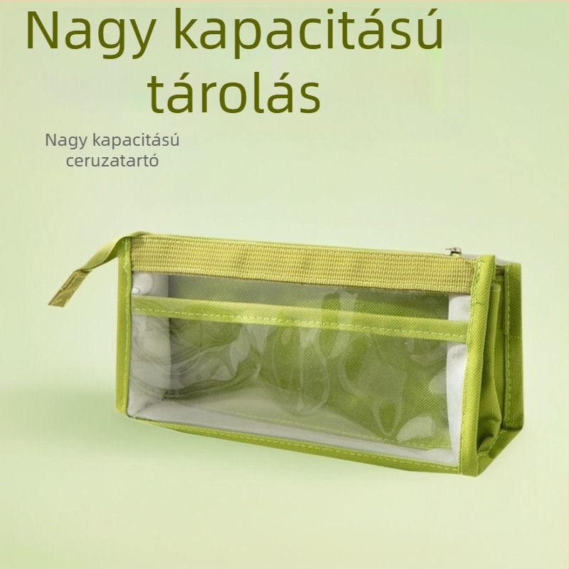 Nagy kapacitású, hatrétegű áttetsző tolltartó ablakkal, multifunkcionális, minimalista japán stílusú, friss és elegáns