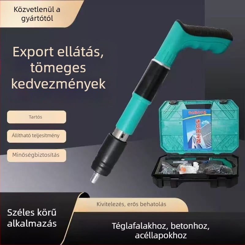 Álmennyezethez használható integrált rögzítőegységű szögezőpisztoly elektromos és vízvezeték-szereléshez
