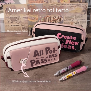 Amerikai stílusú retró tolltartó, nagy kapacitású, egyedi dizájnnal, közép- és általános iskolások számára.