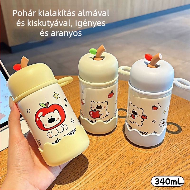 Gyerekeknek készült szigetelt pohár 316 rozsdamentes acélból, hordozható, nagy kapacitású, rajzfilmszerű dizájnnal