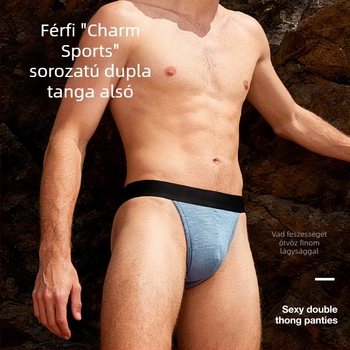 Férfi pamut tangabugyi, alacsony derekú, gradient mintával, szexi és vonzó.