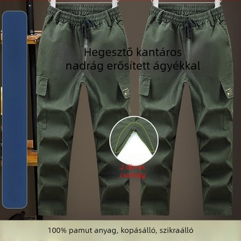 Vászon munkanadrág erősített ágyékkal, hőálló és kopásálló, hegesztéshez és gépészeti javításokhoz