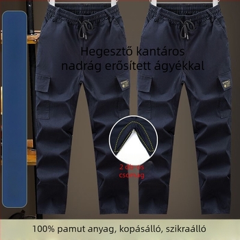 Vászon munkanadrág erősített ágyékkal, hőálló és kopásálló, hegesztéshez és gépészeti javításokhoz