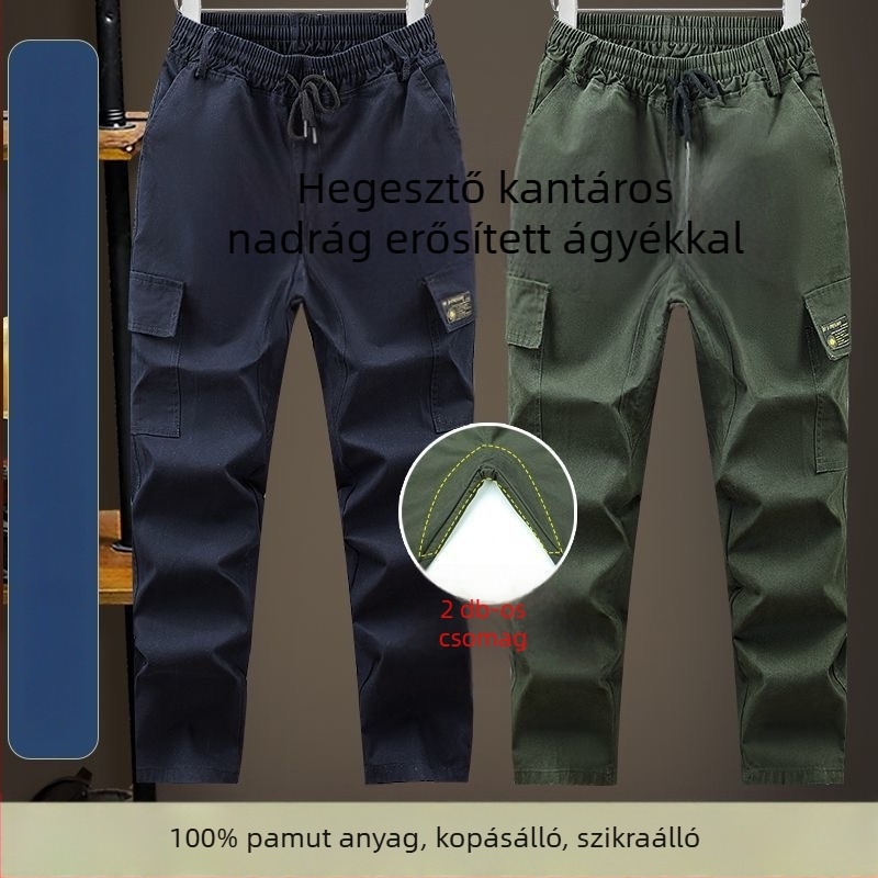 Vászon munkanadrág erősített ágyékkal, hőálló és kopásálló, hegesztéshez és gépészeti javításokhoz