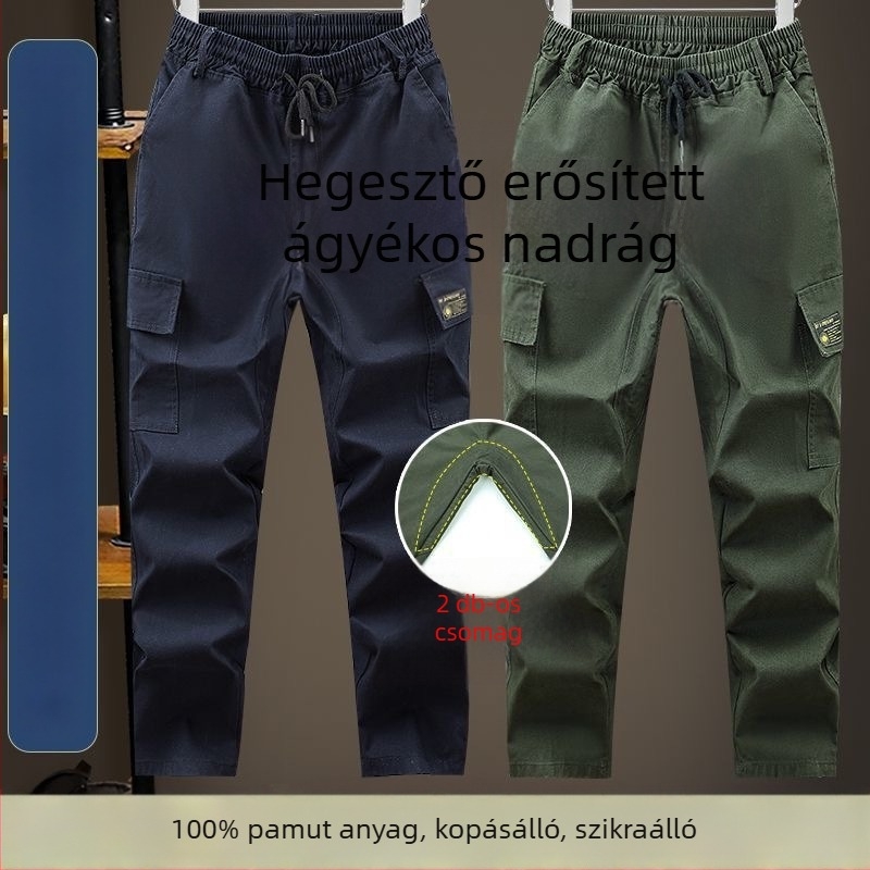 Vászon munkanadrág erősített ágyékkal, hőálló és kopásálló, hegesztéshez és gépészeti javításokhoz