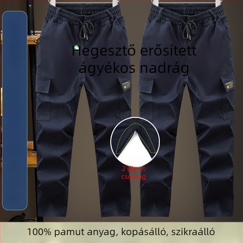 Vászon munkanadrág erősített ágyékkal, hőálló és kopásálló, hegesztéshez és gépészeti javításokhoz