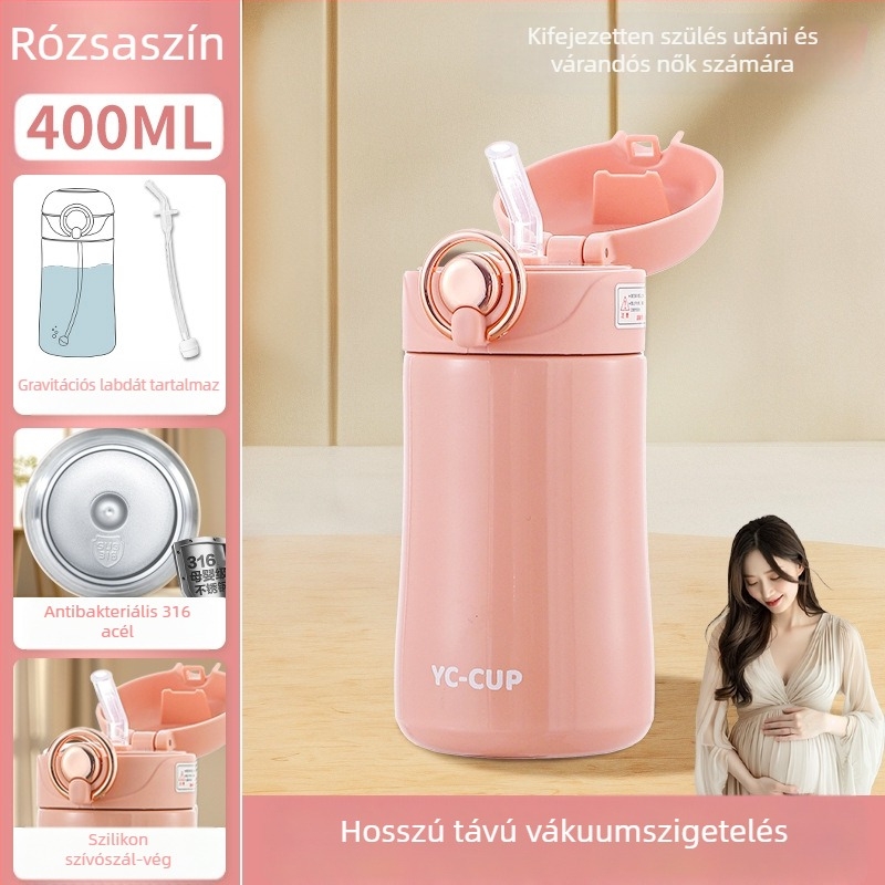 316 rozsdamentes acél gravitációs golyós szívó pohár, hőszigetelt, terhes nőknek és felnőtteknek, fulladás elleni védelem