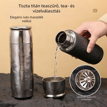 Teljes titán termosz pohár tea filterrel, kettős falú hőszigeteléssel, kültéri és autós használatra, üzleti ajándék