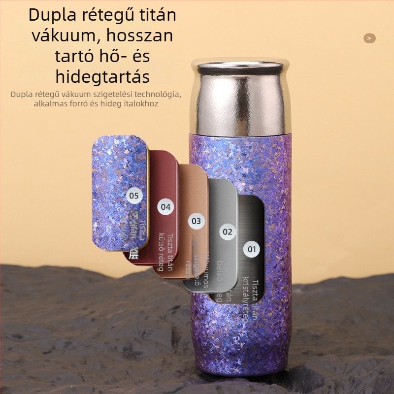 Teljes titán termosz pohár tea filterrel, kettős falú hőszigeteléssel, kültéri és autós használatra, üzleti ajándék