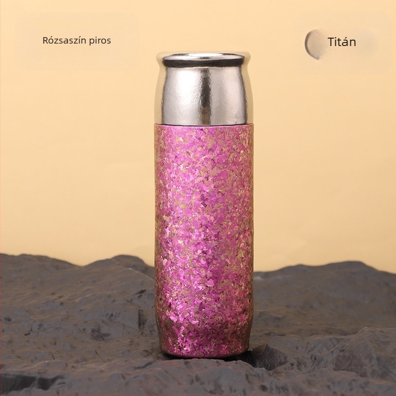 Teljes titán termosz pohár tea filterrel, kettős falú hőszigeteléssel, kültéri és autós használatra, üzleti ajándék
