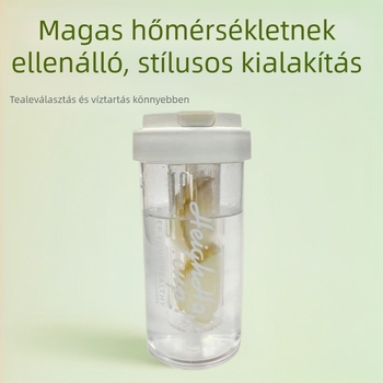 Nyári hőálló műanyag vízivó pohár lányoknak, stílusos szívószálas pohár, diák termosz tea és víz elválasztással