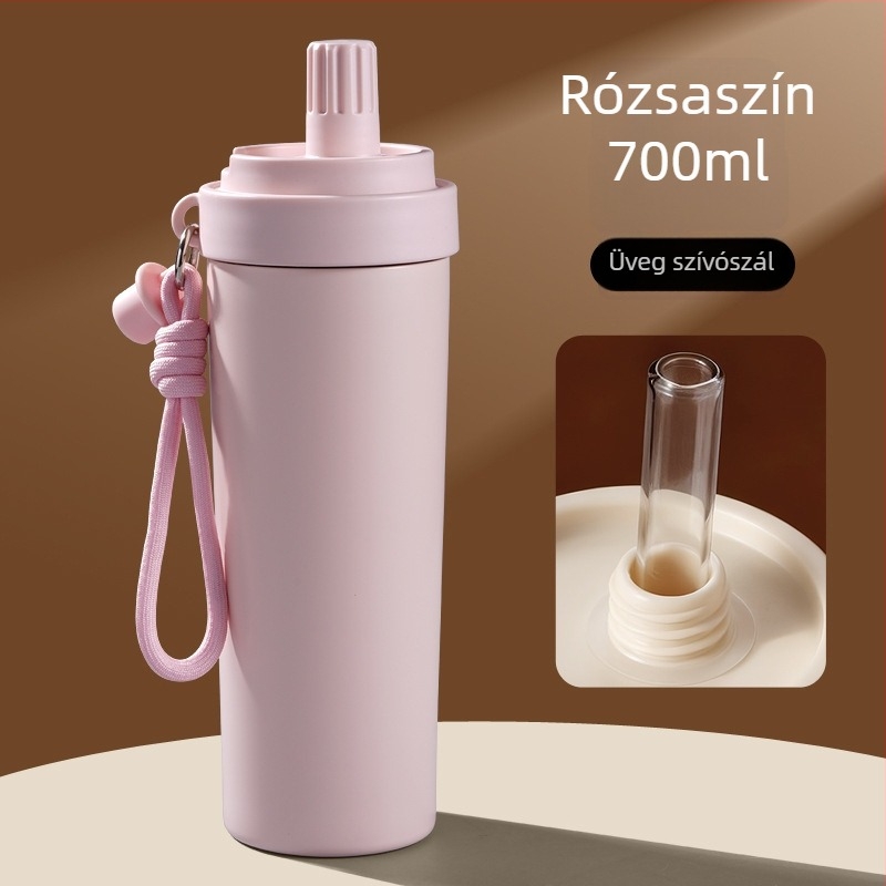 Rozsdamentes acélból készült szigetelt pohár szívószállal, nagy kapacitású, uniszex, autóhoz és kültéri használatra