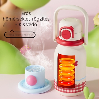 316 rozsdamentes acél termosz, aranyos rajzfilm dizájnnal, hordozható, nagy kapacitású szívószállal