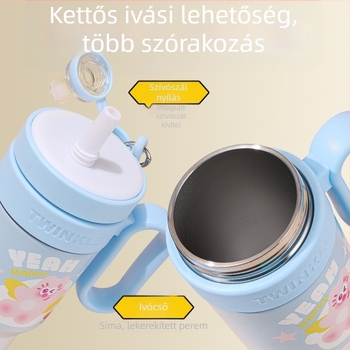 Nagy kapacitású termosz 304 rozsdamentes acél belsővel, hordozható, tea elválasztóval és szívószállal