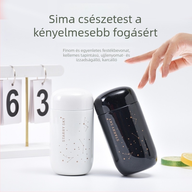 304 rozsdamentes acélból készült mini termosz csillagos ég mintával, hordozható és stílusos diáklányoknak