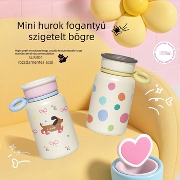 Gyerekeknek szánt vákuum-izolált rozsdamentes acél termosz karikatúra mintával, hordozható vízital iskolára és sportra