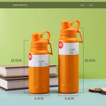 Moderne, minimalist designú termosz 304 rozsdamentes acélból, szigetelt, nagy kapacitású, kültéri hordozható, fogantyúval és szívószállal, sportpalack
