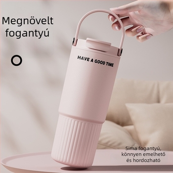 Hordozható szigetelt pohár szívószállal, 316 rozsdamentes acél belső tartály, nagy kapacitású kávé- és vizitalhoz, autóban használható