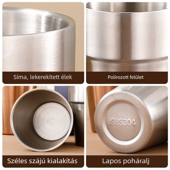 Élelmiszer-minőségű 304 rozsdamentes acélból készült dupla falú pohár italokhoz, éttermeknek
