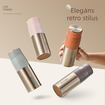316 rozsdamentes acél belsővel, termoszos kávéscsésze, zárható, csúszásmentes, hordozható retro lux design