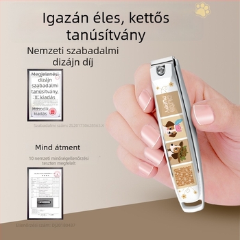 Rajzfilmszínű körömvágó készlet rozsdamentes acélból, ferde nyílású körömvágó, védelmet a spriccelés ellen