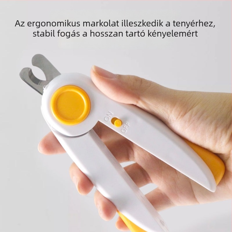 Corgi kutya körömvágó olló reszelővel és LED-fénnyel, fröccsenés elleni védelemmel, kezdőknek