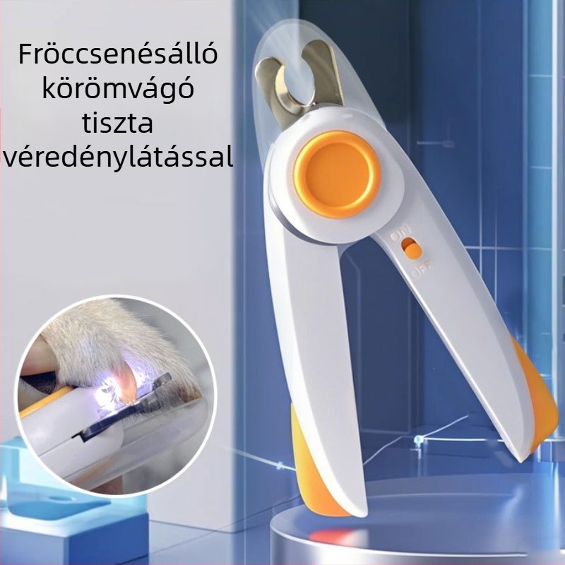 Corgi kutya körömvágó olló reszelővel és LED-fénnyel, fröccsenés elleni védelemmel, kezdőknek
