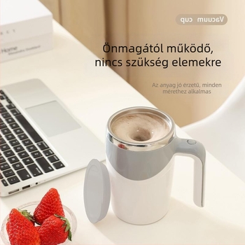 Automatikus mágneses forgó kávékeverő pohár, elektromos tejes pohár, 304 rozsdamentes acél, iroda, elegáns dizájn