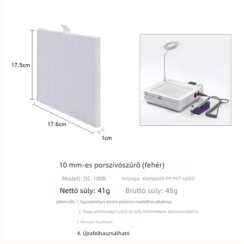 Kör alakú szűrő körömporszívóhoz, kompatibilis téglalap alakú kihúzható szűrőkkel