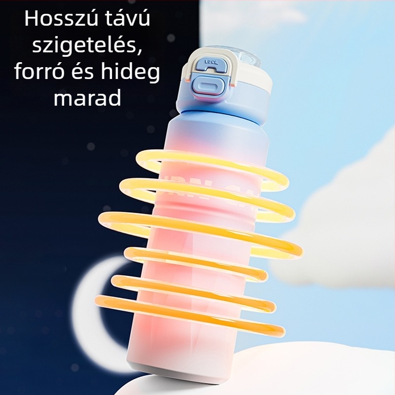 316 rozsdamentes acél termosz pohár diákoknak, hordozható szívószállal, nagy kapacitású sportos ivópalack