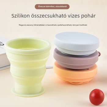 Szilikonból készült összecsukható ivó pohár kültéri utazásokhoz, visszahúzható kemping pohár, egyszínű