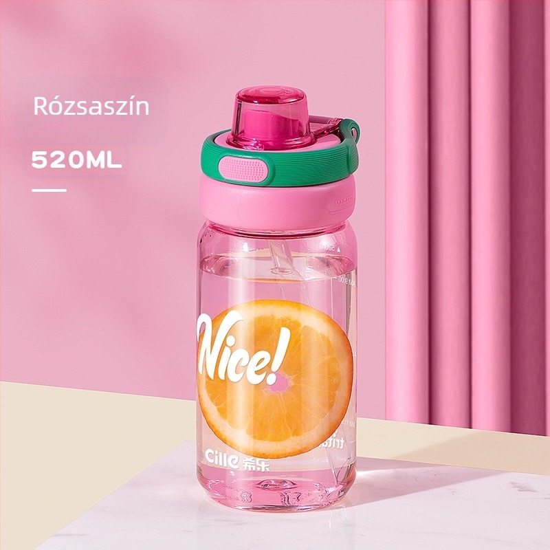 Cille Tritan ivó pohár szívószállal – kompakt uniszex, hordozható pohár, aranyos és egyszerű dizájn, ütésálló és hőálló