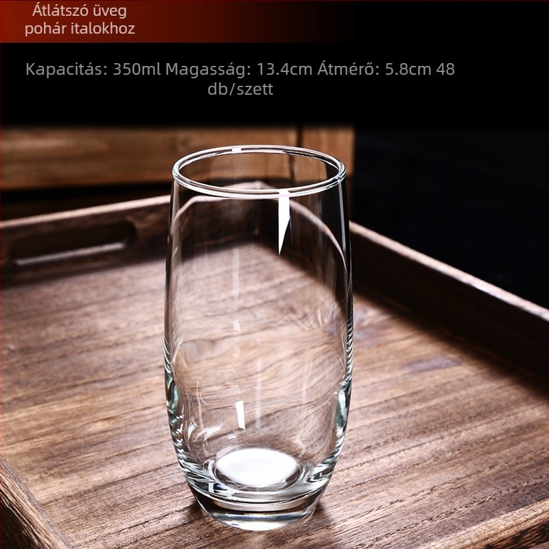Ólommentes, hőálló üvegpohár turmixhoz, tejszínű, ovális tojás alakú mousse pohár