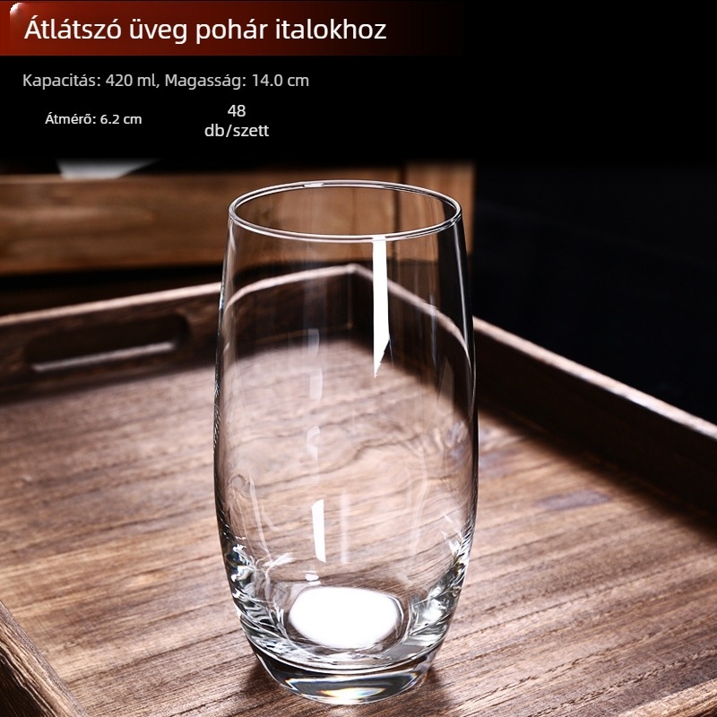 Ólommentes, hőálló üvegpohár turmixhoz, tejszínű, ovális tojás alakú mousse pohár