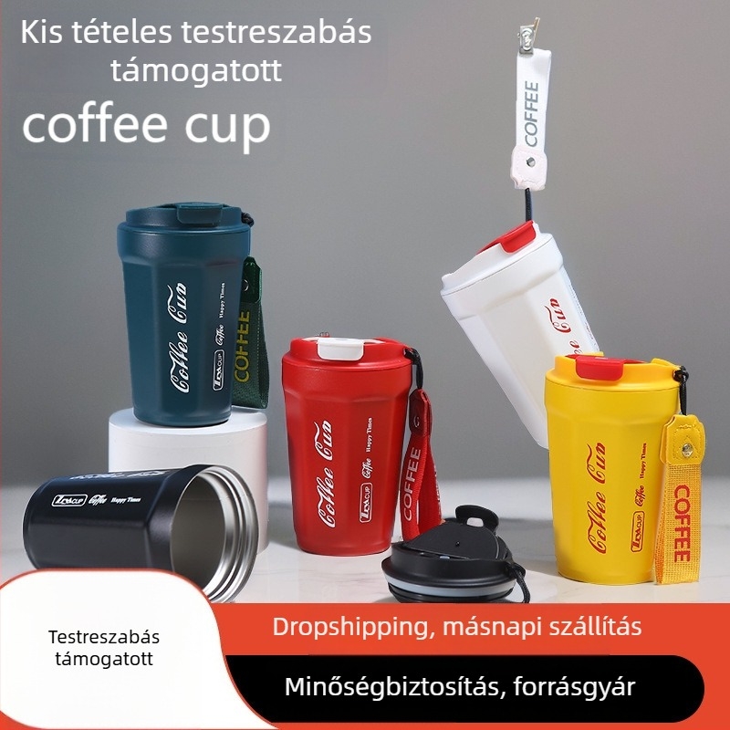 316 rozsdamentes acélből készült termosz kávéhoz, szigetelt, hordozó zsinórral, ideális pároknak