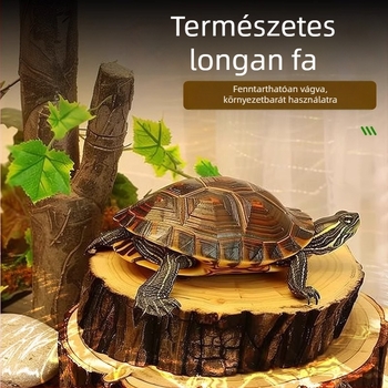 Természetes Longanfa teknősökhöz — napozó platforma és driftwood dekoráció az akváriumhoz