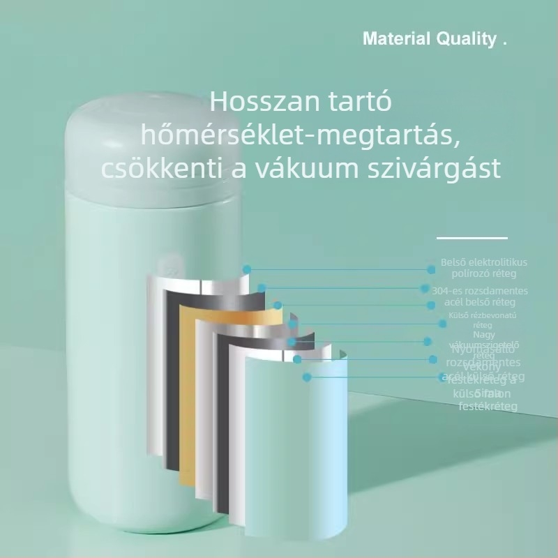 304 rozsdamentes acél termosz pohár, kompakt zsebbarát, iskolába és irodába, mini hordozható izolált pohár