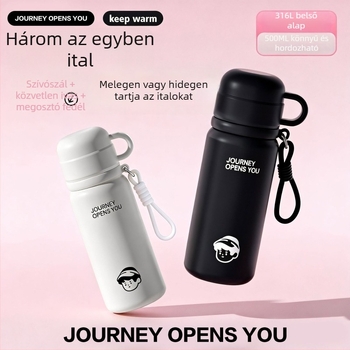 Nagy kapacitású, elegáns termosz pohár férfiaknak és nőknek, üzleti stílusú, hordozható, belső 316 rozsdamentes acél, gyermekeknek dupla használatú pohár