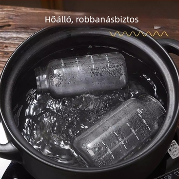 Borostilikát üvegből készült pohár mérőskálával a hagyományos kínai medicina tárolására, víz- és tejhabosítási funkcióval, hordozható minimalistikus egyetemistáknak szánt kávéscsésze