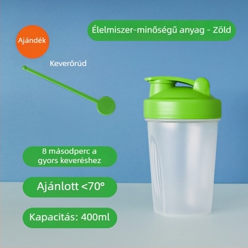 Milkshake shaker pohár 400 ml – hordozható, átlátszó műanyag pohár fehérjeport keveréséhez