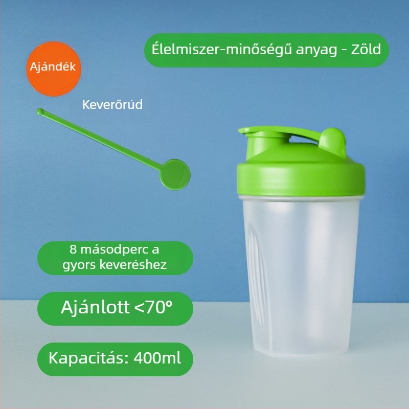 Milkshake shaker pohár 400 ml – hordozható, átlátszó műanyag pohár fehérjeport keveréséhez