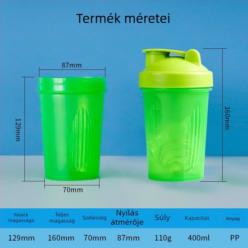 Milkshake shaker pohár 400 ml – hordozható, átlátszó műanyag pohár fehérjeport keveréséhez