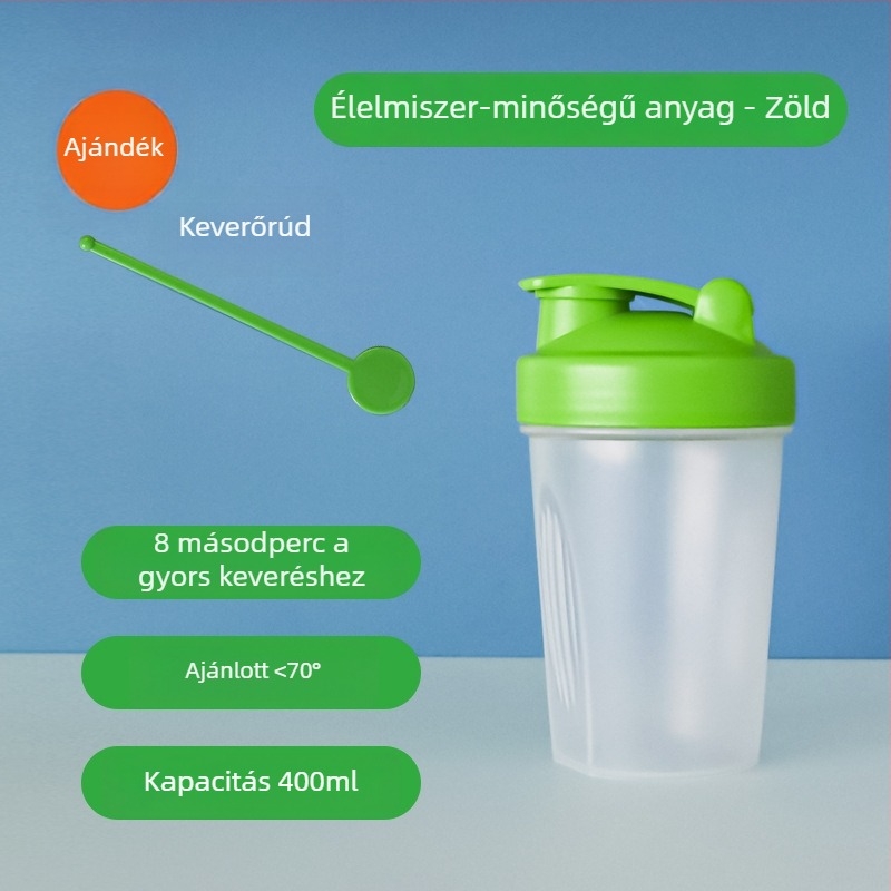 Milkshake shaker pohár 400 ml – hordozható, átlátszó műanyag pohár fehérjeport keveréséhez