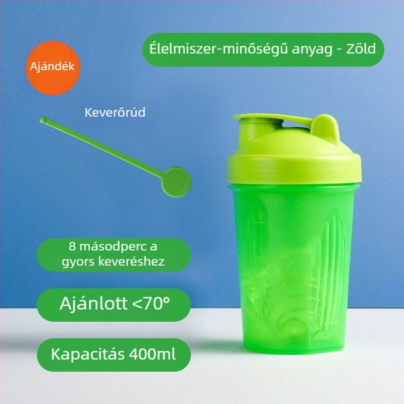 Milkshake shaker pohár 400 ml – hordozható, átlátszó műanyag pohár fehérjeport keveréséhez